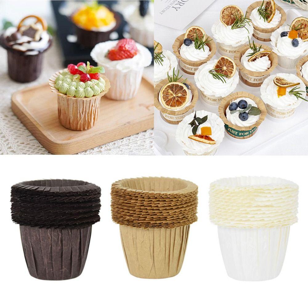 [Elegan] Gelas Kertas Kue Bulat Tahan Suhu Tinggi Pesta Paper Cup Cetakan Dessert Egg Tarts Plate