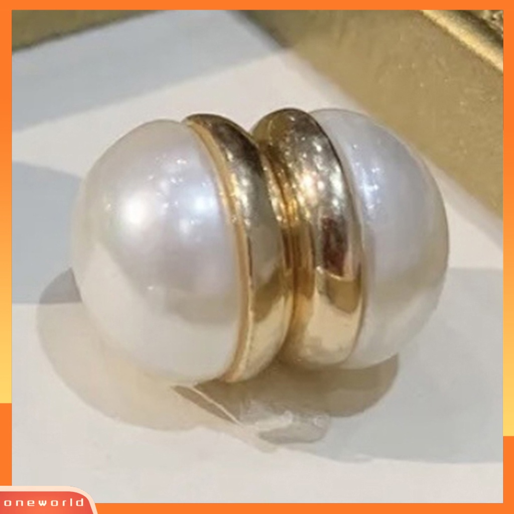 [EONE] 1pasang Anting Klip Ada Lubang Telinga Mutiara Imitasi Kuat Tidak Sakit Memakai Electroplating Ear Ornament Fade-Proof ic Ear Clip Stud Earrings Aksesoris Pakaian