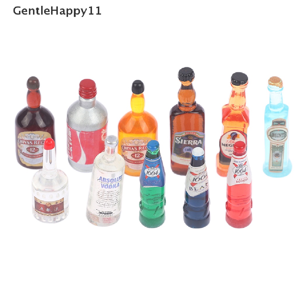 Gentlehappy 10pcs 1: 12rumah Boneka Miniatur Resin Botol Anggur Mini Minuman Pretend Play Toys id