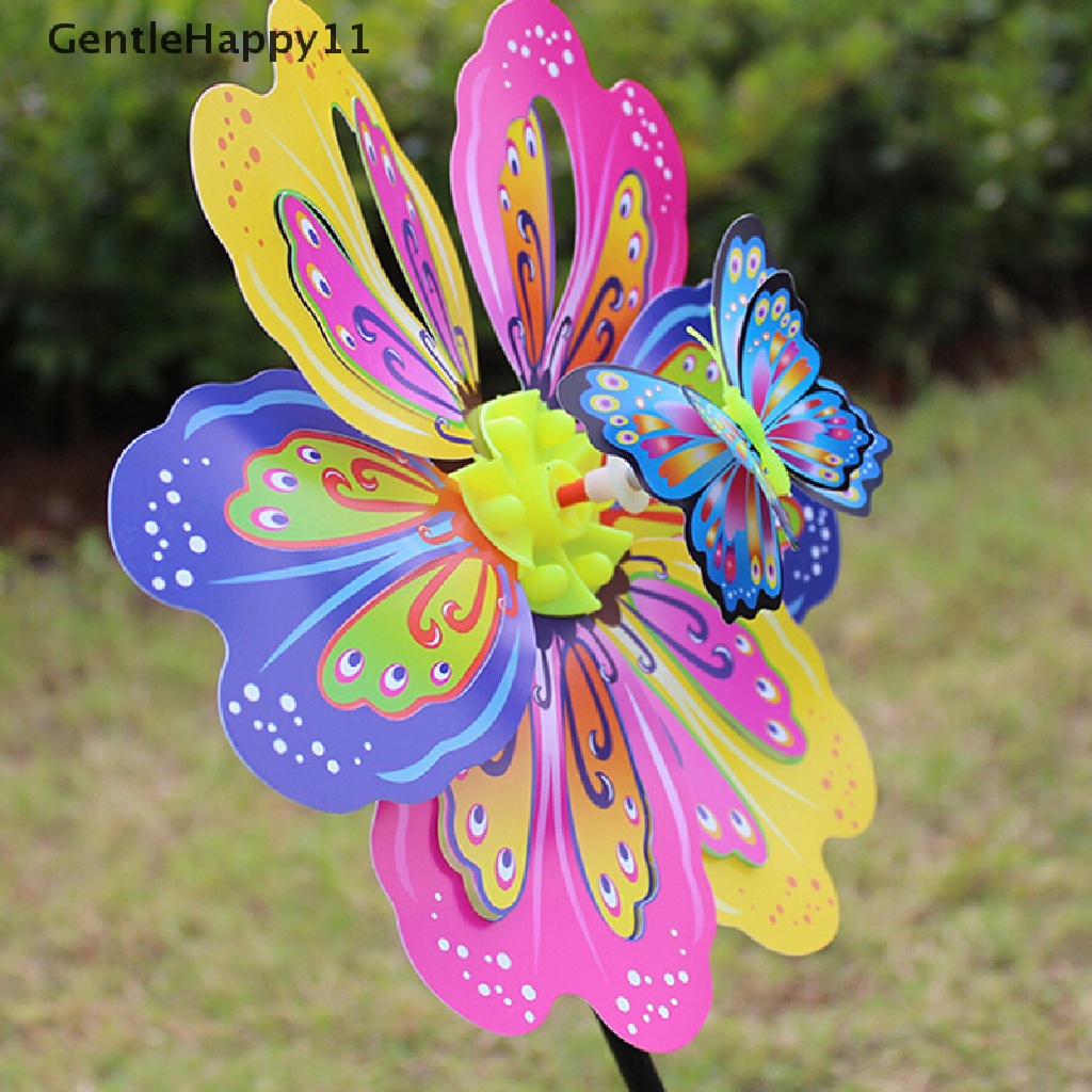 Gentlehappy Butterfly Flower Windmill Colorful Wind Spinner Dekorasi Halaman Taman Mainan Anak id
