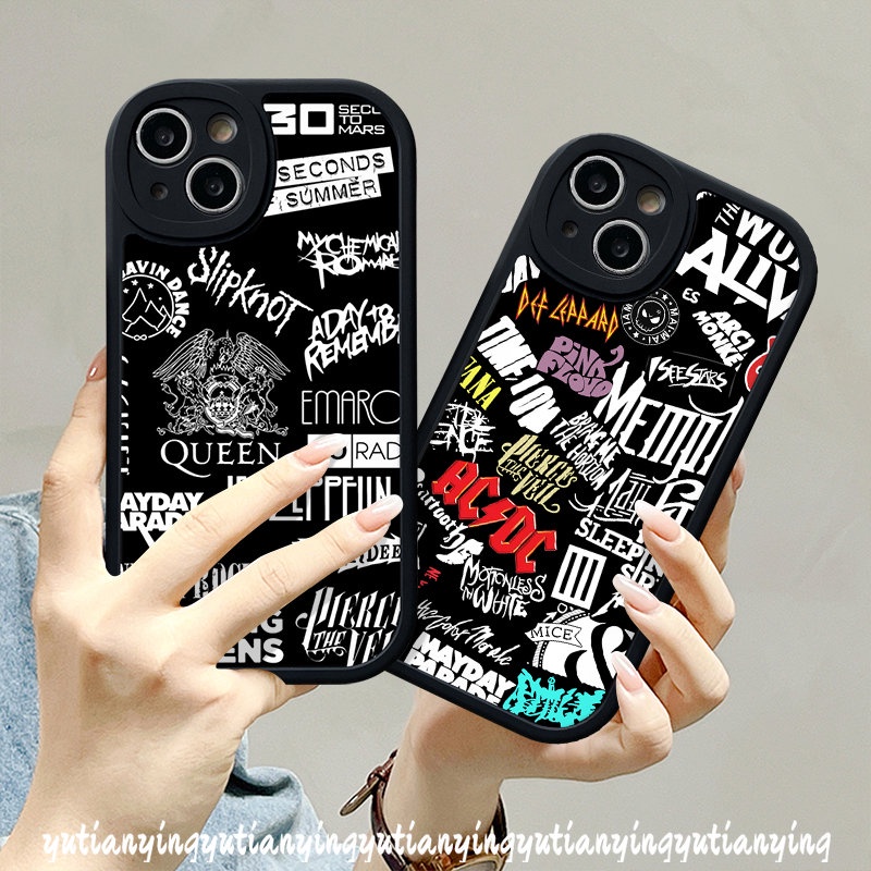 IPHONE Fashion Graffiti Huruf Case Kompatibel Untuk Iphone11 12 13 14 Pro Max X XR XS Max 7Plus 6s 6 7 8 Plus SE 2020 Lembut Tpu Shockproof Phone Cover