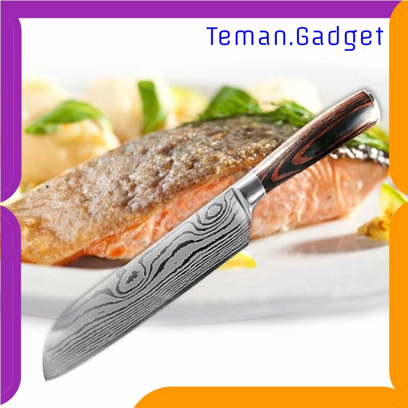 TG -  DPR Xituo Set Pisau Dapur Damascus Pattern Stainless Steel 4 PCS - DL4-A