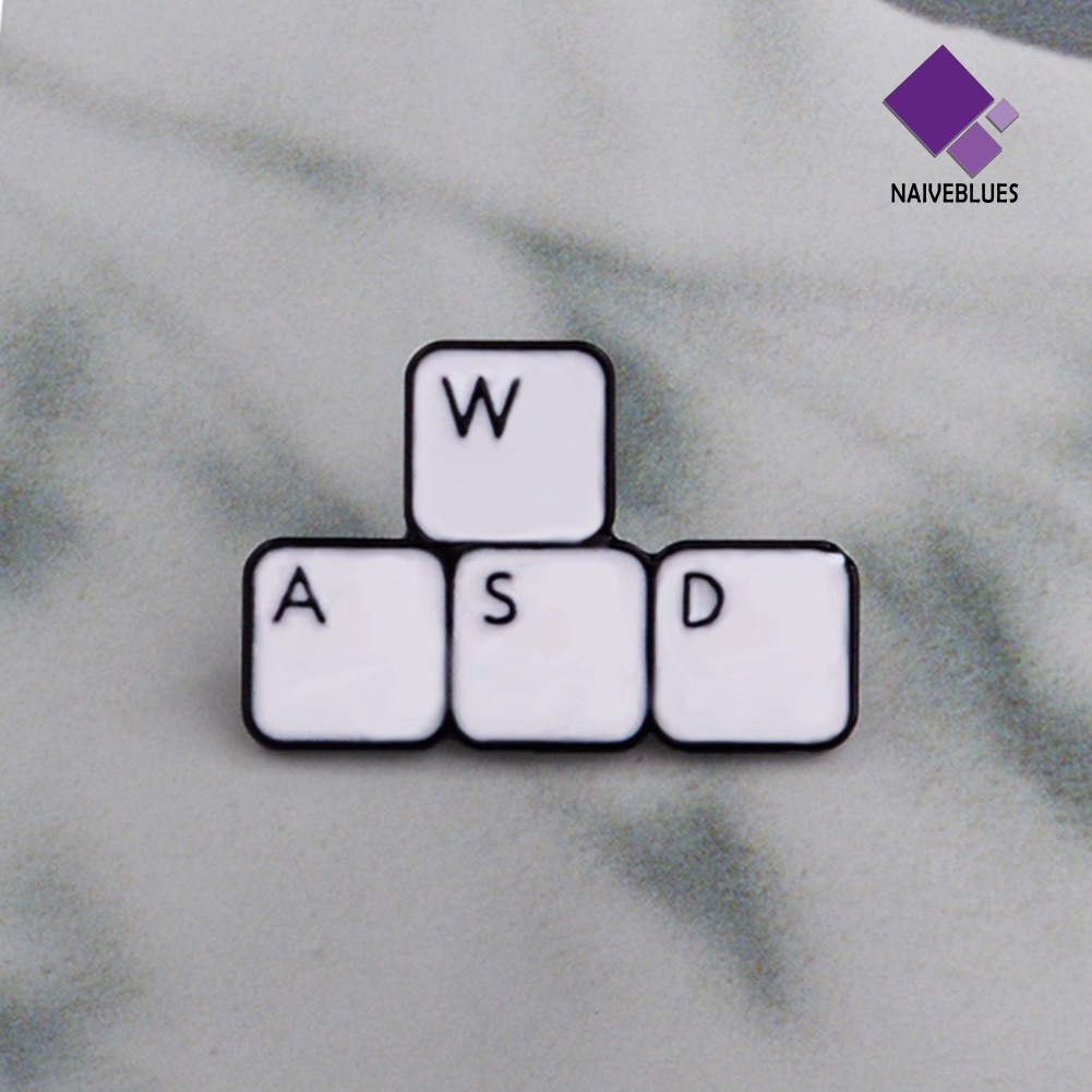 &lt; Naiveblues &gt; WASD Keyboard Gaming Enamel Komputer Gamer Denim Lapel Bros Pin