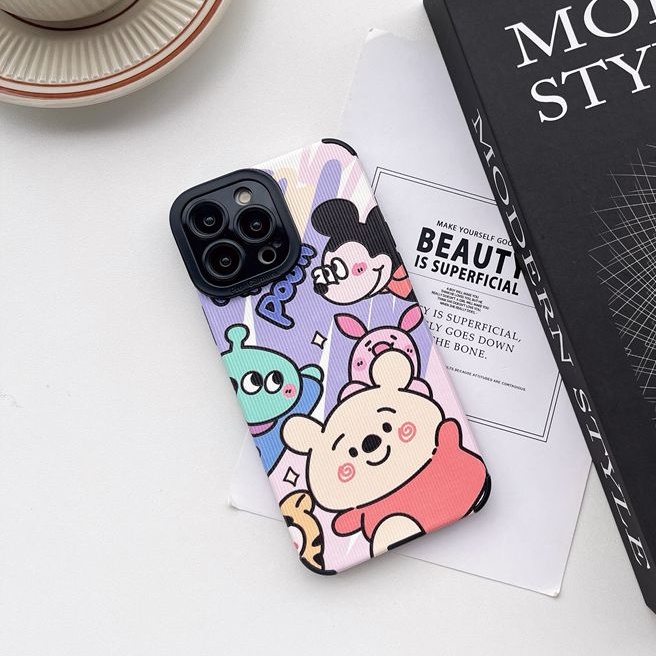 So Cute Toy Story Winnie Bear Alien Mickey Leather Soft Case iP iPhone 7 8 Plus SE 2020 X XR XS Max 11 12 13 14 Pro Max 14 Plus Camera Protect Cartoon Anime Disney CASE