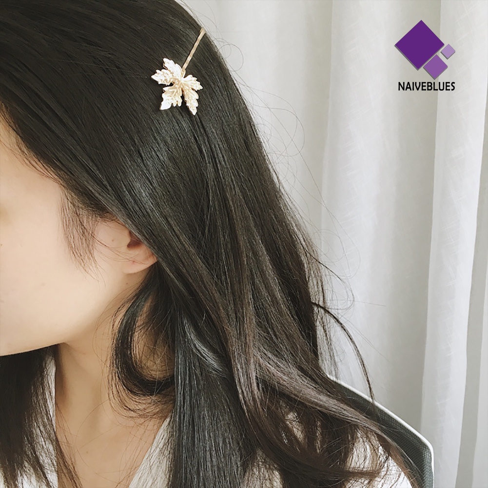 &lt; Naiveblues &gt; 2Pcs Elegan Maple Leaf Alloy Hairpin Rambut Wanita Hiasan Kepala Aksesoris