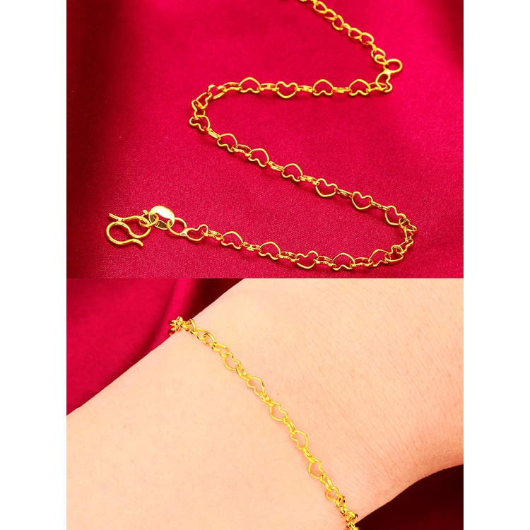 Goldkingdom Perhiasan Fashion 24K Bangkok Aksesoris Ready Stock Gelang Love Wanita Rantai Halus Minimalis