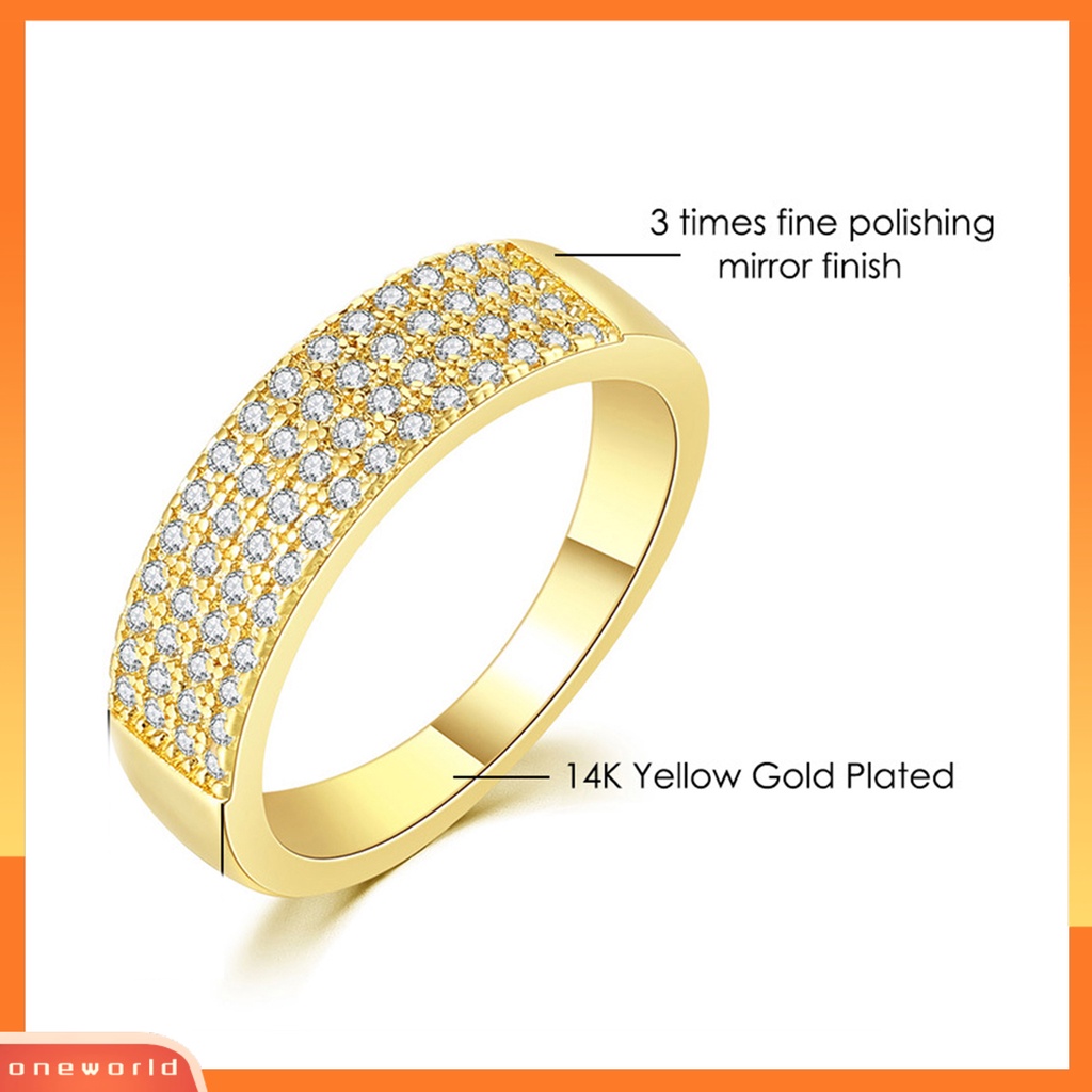 [EONE] Wanita Cincin High-end Stainless Indah Anti Karat Kokoh Tidak Luntur Berlian Imitasi Mengkilap Permukaan Halus Colorfast Lady Finger Ring Gift