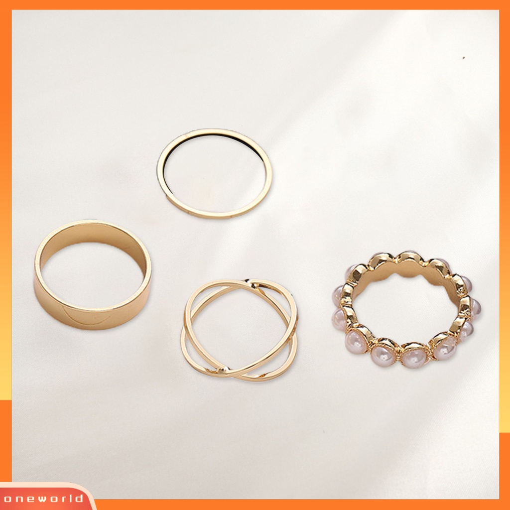 [EONE] 4pcs Cincin Kawin Eye-catching Shiny Dress Up Tahan Lama Indah Terang Kilau Cincin Untuk Pesta