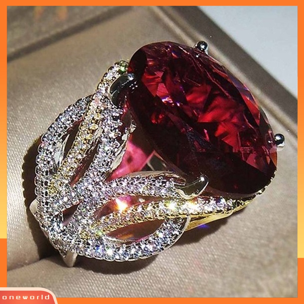 [EONE] Wanita Cincin Vintage Estetik Berlian Imitasi Mengkilap Hias Berkilau Hadiah Faux Gemstone Wedding Ring Perhiasan Aksesoris Untuk Pacar