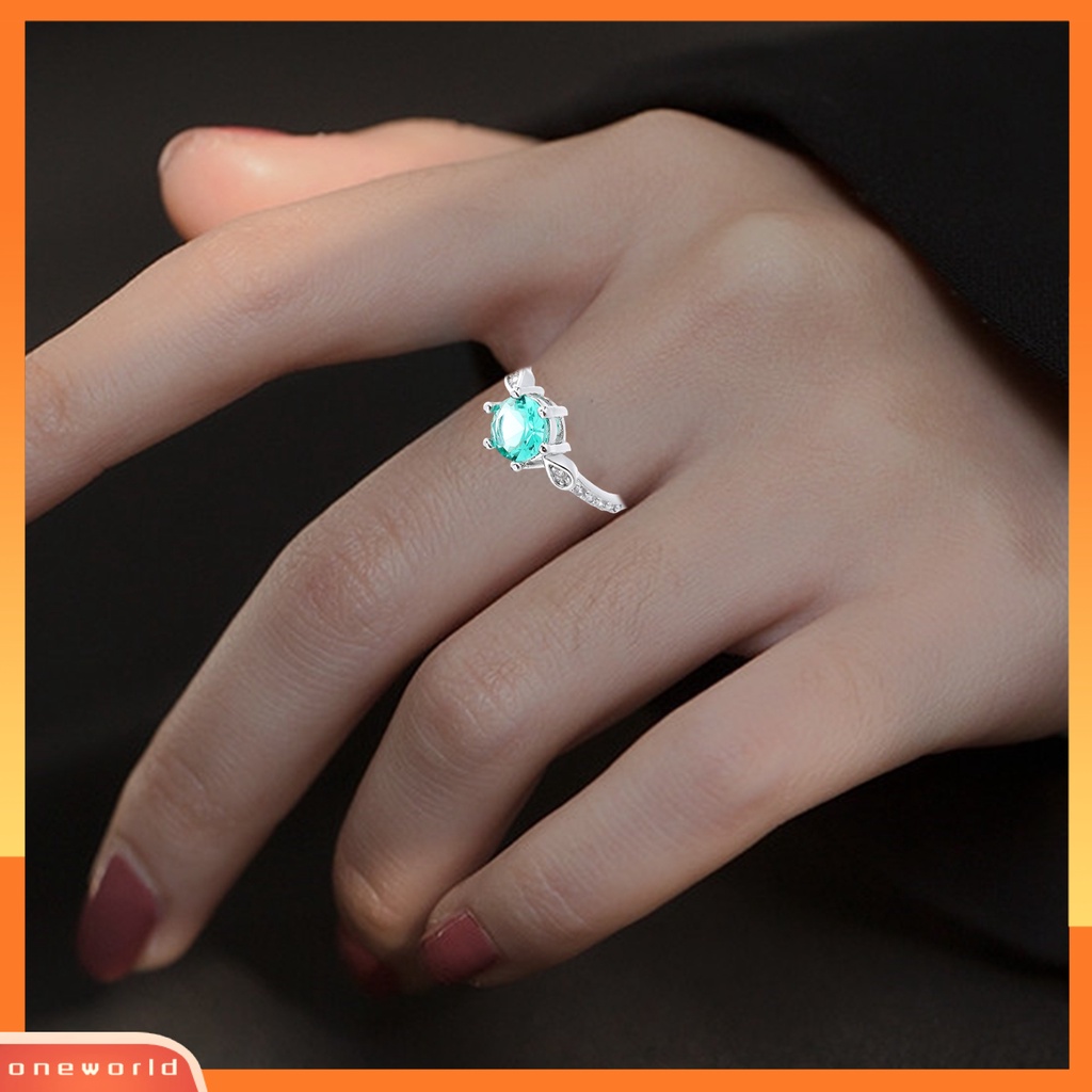 [EONE] Wanita Cincin Tetesan Air Enam Cakar Shiny Cubic Zirconia Sparkling Adjustable Opening Dress Up Hadiah Faux Gemstone Finger Ring Wedding Band Perhiasan Aksesori Fashion