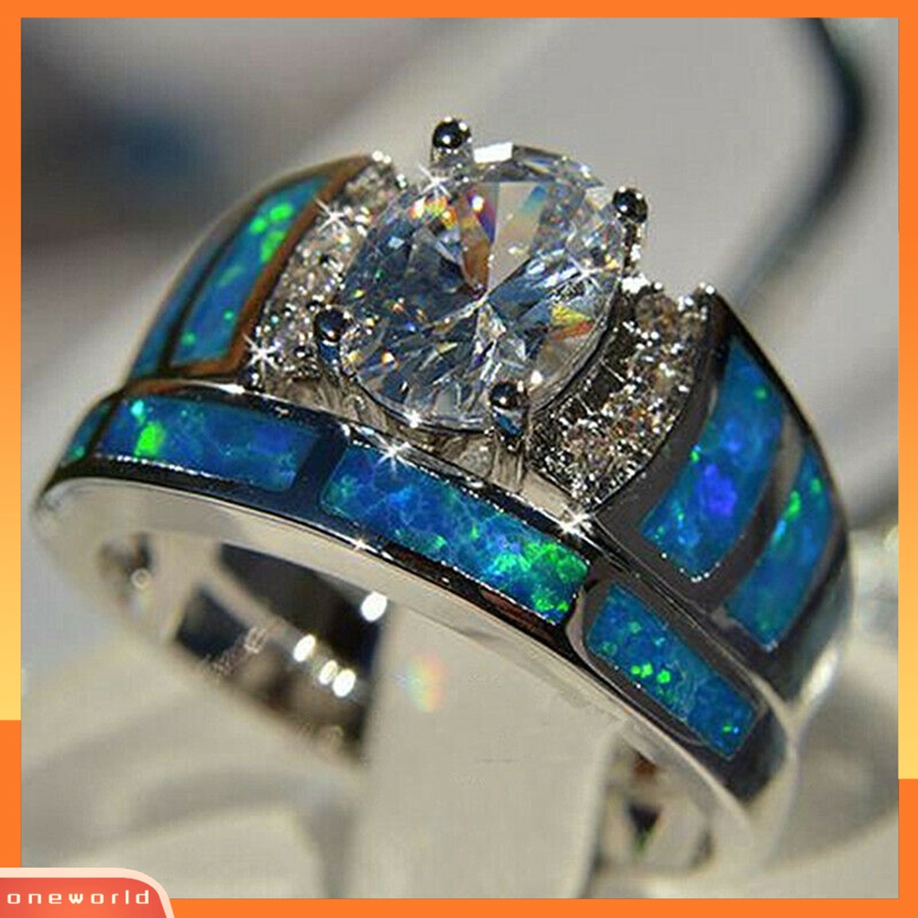 [EONE] 2 Pcs Knuckle Rings Bersinar Berlian Imitasi Geometris Buatan Batu Permata Electroplating Dekorasi Hypoallergenic Mewah Biru Cubic Zirconia Pernikahan Rings Wanita Perhiasan