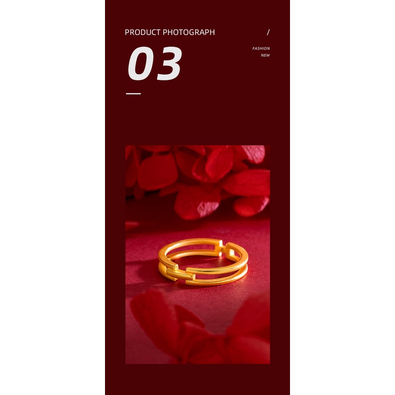 Goldkingdom Perhiasan Fashion 24K Bangkok Aksesoris Ready Stock Cincin Huruf H Desain Panas Untuk Pria Dan Wanita Pasangan Ganda