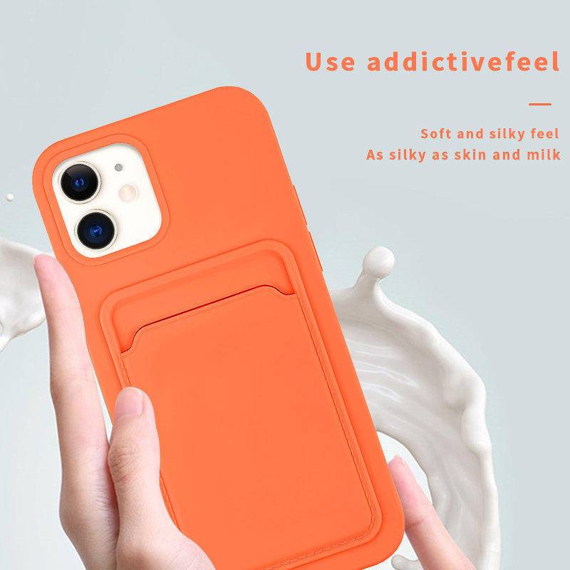 IPHONE Casing Ponsel Dompet Slot Kartu Warna Permen Untuk iPhone14 13 12 11 Pro MAX Plus Silikon Lembut Shockproof Cover Untuk iPhone14Plus iPhone14 iPhone13