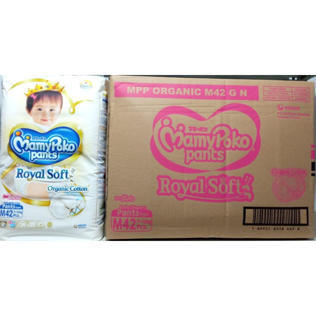 Mamypoko Pants Popok Celana Royal Soft M42 Boys/M42 Girls/L34 Girls/L34 Boys/ XL30 Girls/ XL30 Boys/ S46 kardus