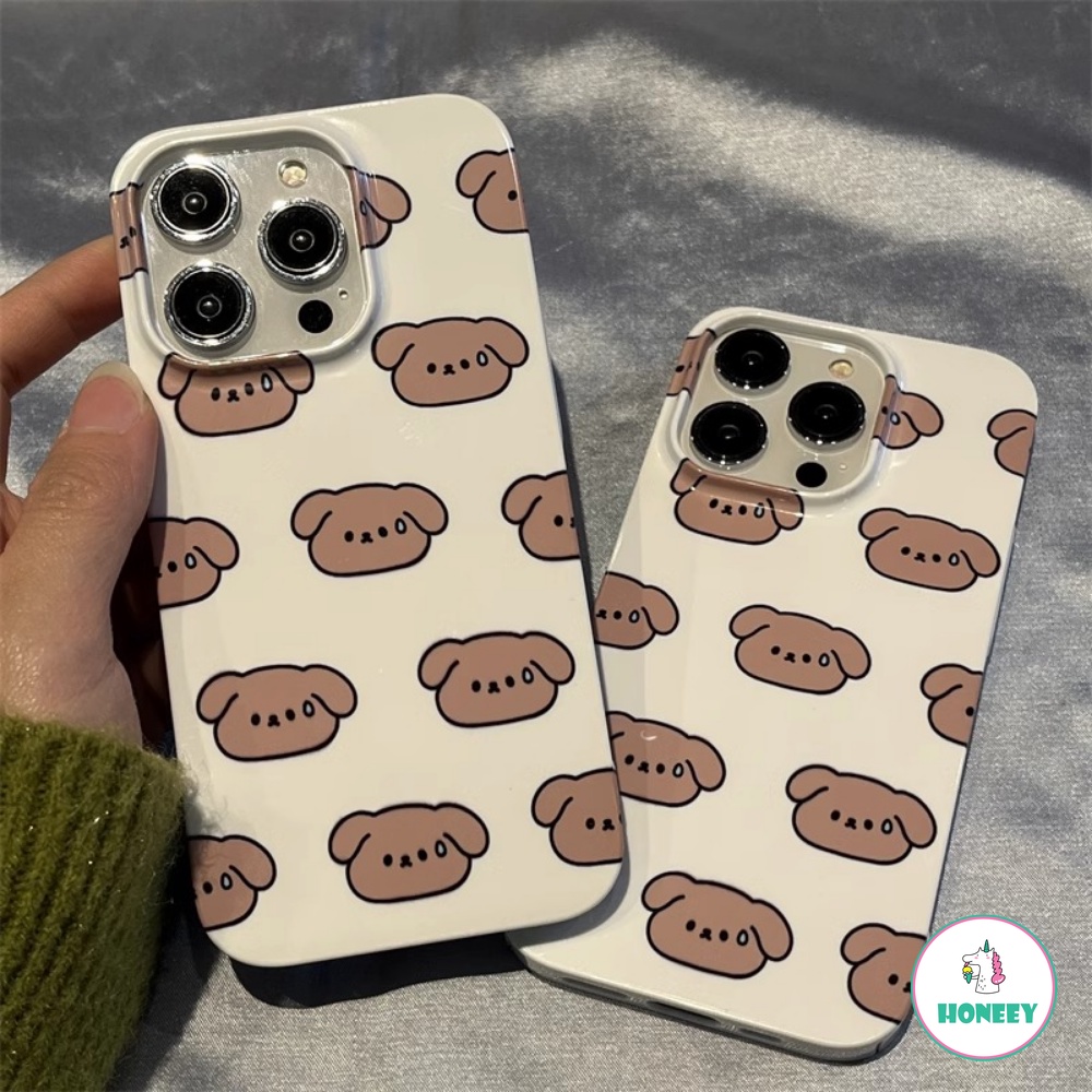 IPHONE Casing Ponsel Teddy Dog Puppy Glossy Lucu Untuk Iphone14 13 12 11 Pro Max 14 Pro Max Slim Fit Bumper Karet Shockproof Lembut TPU Cover