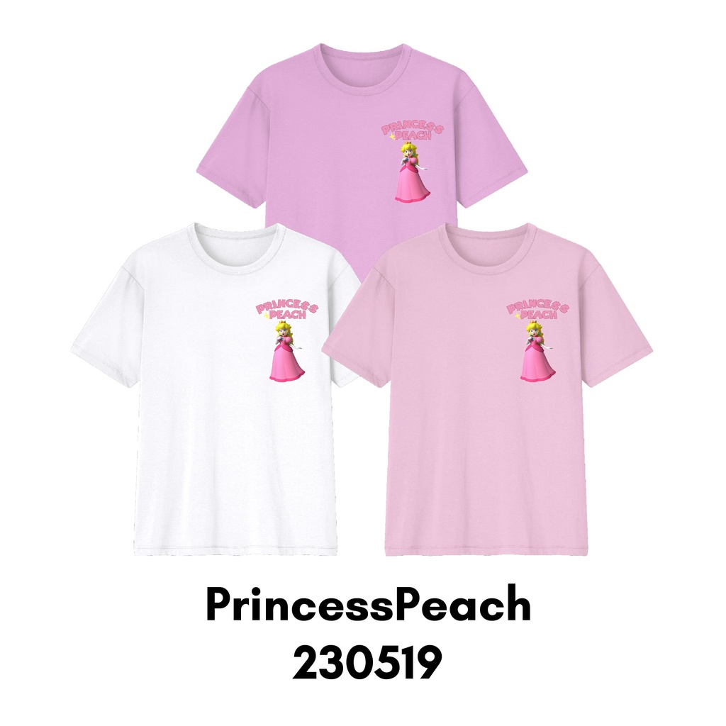 Baju Kaos Custom Nama Mario &amp; Princess Peach Size Bayi Anak Remaja Dewasa Bahan Katun Combed 30s Premium