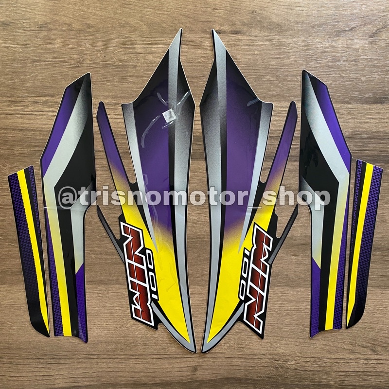 striping list lis body motor Honda win100 WIN 2003 2004 hitam ungu sticker stiker Win 100 standar be