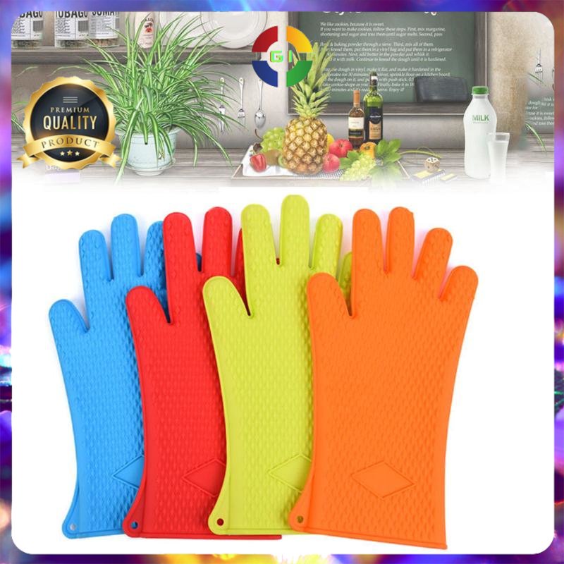 Sarung Tangan Silikon Anti Panas Heat Resistance Kitchen Glove 1 Pcs Orange