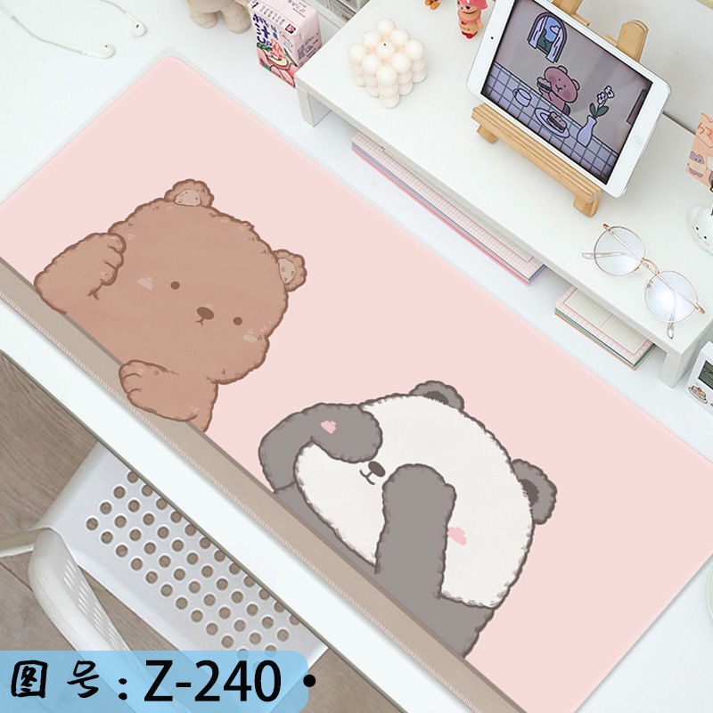 Original Kartun Text Mouse Pad Oversized Lock Edge Menebal Mouse Pad Kreatif Little Dinosaur and Bear Game Meja Kantor Dan Desk Pad