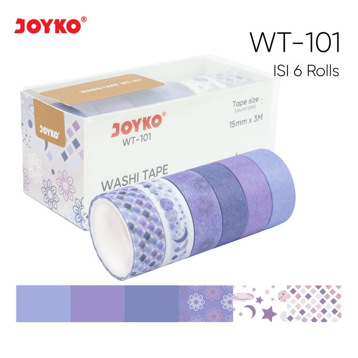 

Joyko Washi Tape Decorative DIY / Selotip Kertas Dekorasi Planner - WT-101 -RTUOLSP