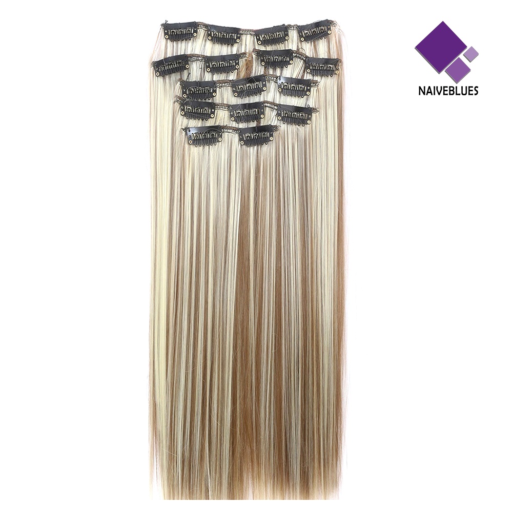 &lt; Naiveblues &gt; Fashion Lady 16klip Sopak Wig Cosplay Ekstensi Rambut Panjang