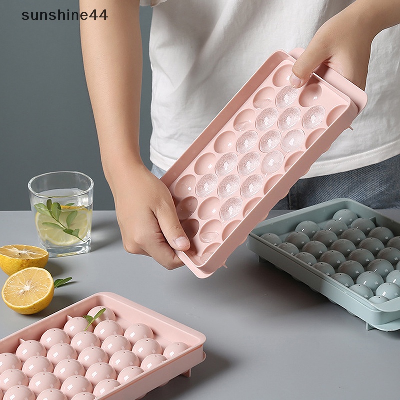 Sunshine 1Pc Nampan Es Batu Bulat 3D Dengan Tutup Bahan Plastik Diamond Spherical Style Ice Mold ID