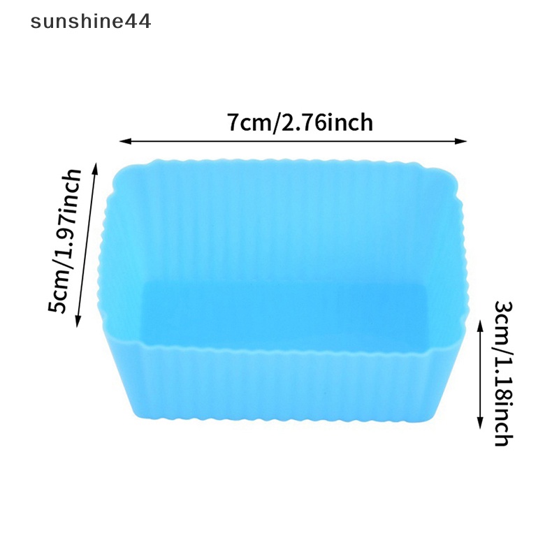 Sunshine 5Pcs Persegi Panjang Cup Cake Silikon Cetakan Kue Cupcake Case DIY Bake Mold Muffin ID