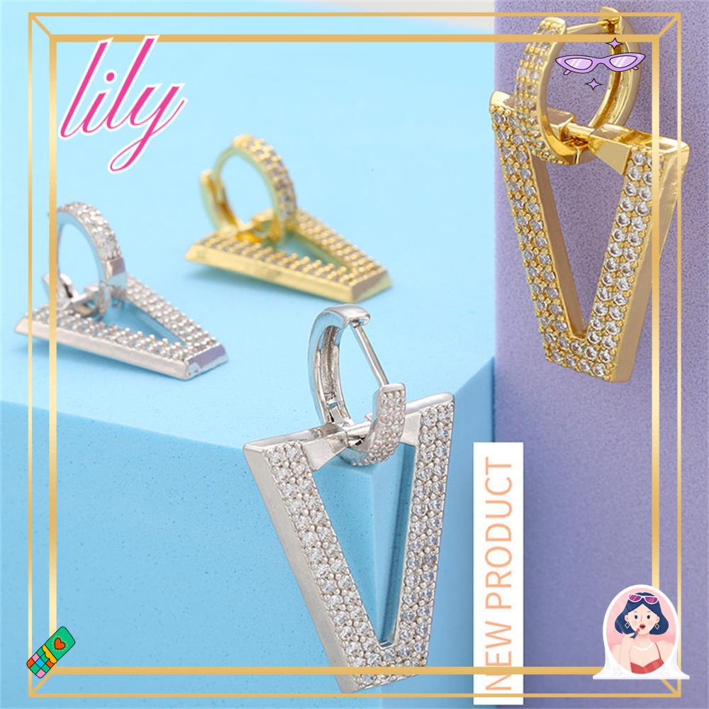 Lily 1PC Menjuntai Anting Fashion Berlian Putih Perhiasan Hadiah CZ Telinga Tindik