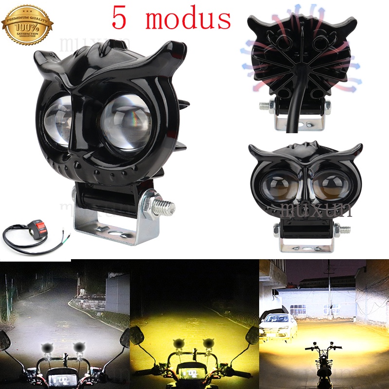 4 Mode Cahaya Dijamin Terang Laser LED Sepeda Motor Lampu Kabut Lampu Bar 9V-85V 12W Proyektor Lampu Sorot Lensa Kuning