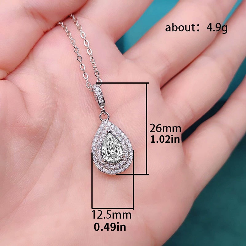 Kalung Liontin Tetes Air Untuk Wanita Pink/Putih/Hijau/Ungu Cubic Zirconia Mewah Trendi Pernikahan Baru Perhiasan