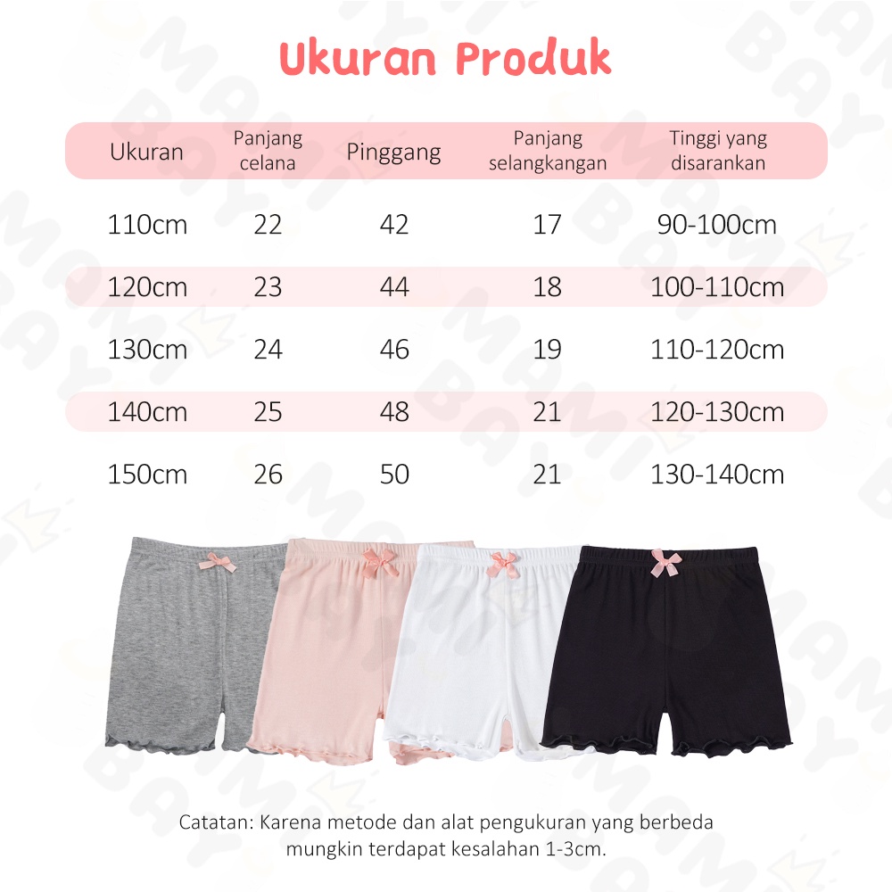 OKEYI celana anak pendek cewek desain telinga kayu safety pants untuk anak perempuan memakai rok