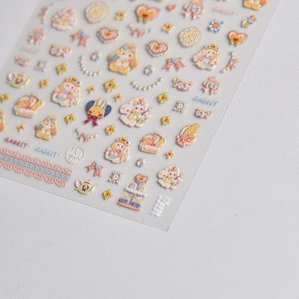 Mxbeauty Stiker Kuku Kartun Lucu Perekat Diri Kelinci Kitty Cat Melody Dekorasi Kuku