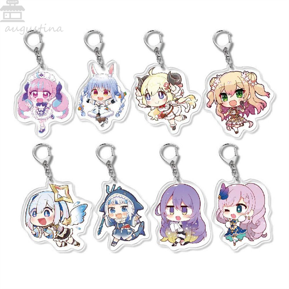 Gantungan Kunci Hololive Agustinina 6cm Mainan Kado Ookami Mio Vtuber Murasaki Shion Gawr Gura Hololive Keyring