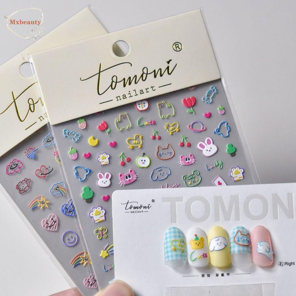 Mxbeauty Stiker Kuku Kartun Lucu Perekat Diri Kelinci Kitty Cat Melody Dekorasi Kuku