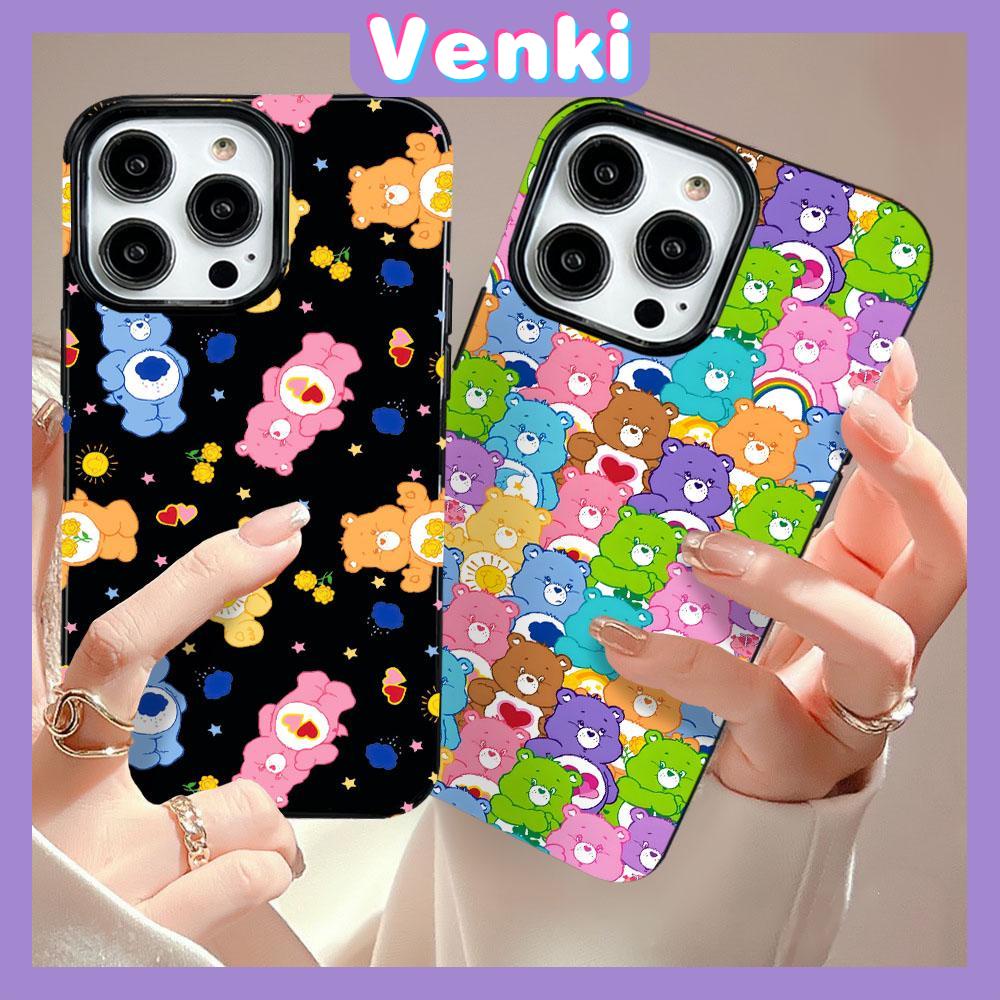 VENKI - For iPhone 14 Pro Max Glossy TPU Phone Soft Case Candy Color Bear Back Camera Protection Shockproof Compatible with iPhone 13 Pro max 12 Pro Max 11 xr xs max 7Plus 8Plus