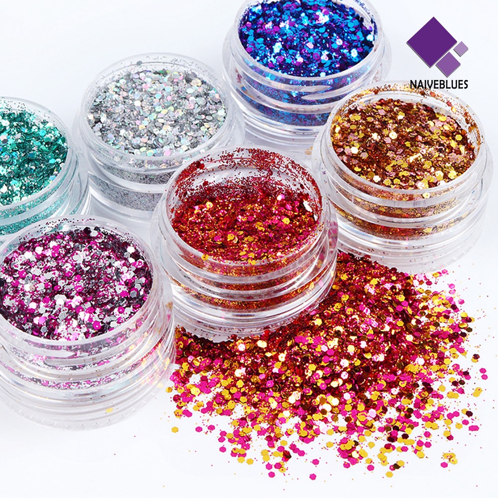 [naiveblues] 1set Paku Sequin Warna Hidup Banyak Gaya DIY Kuku Glitters Craft Nail