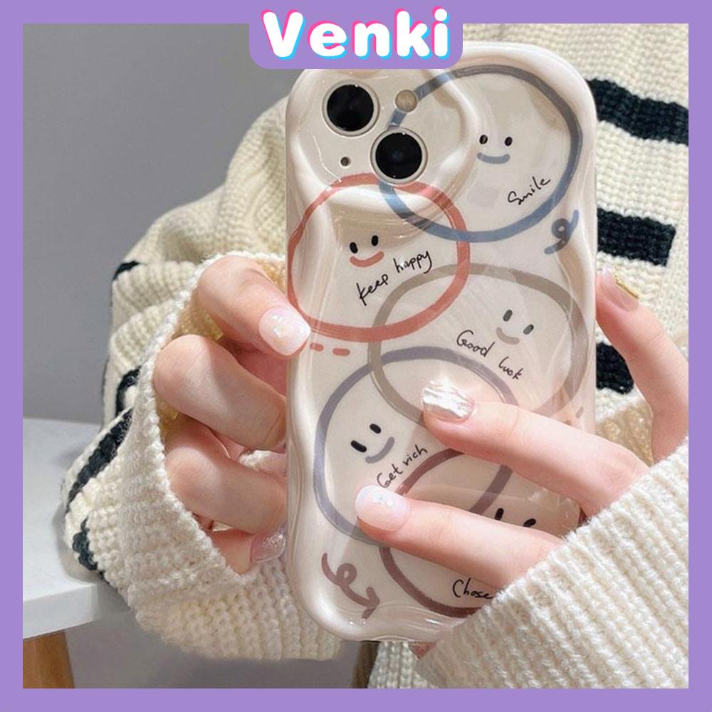 Venki - For iPhone 14 pro max Soft Case TPU Wavy Edge Smile White Phone Case Camera Protection Shockproof Compatible with iPhone 13 Pro max 12 Pro Max 11 xr xs max 7 8 Plus