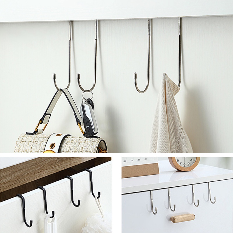 Portable Door Mounted Detachable Stainless Steel Double Hooks/Lemari Rak Gantung Hemat Ruang/Hook Penyimpanan Tas Handuk Serbaguna