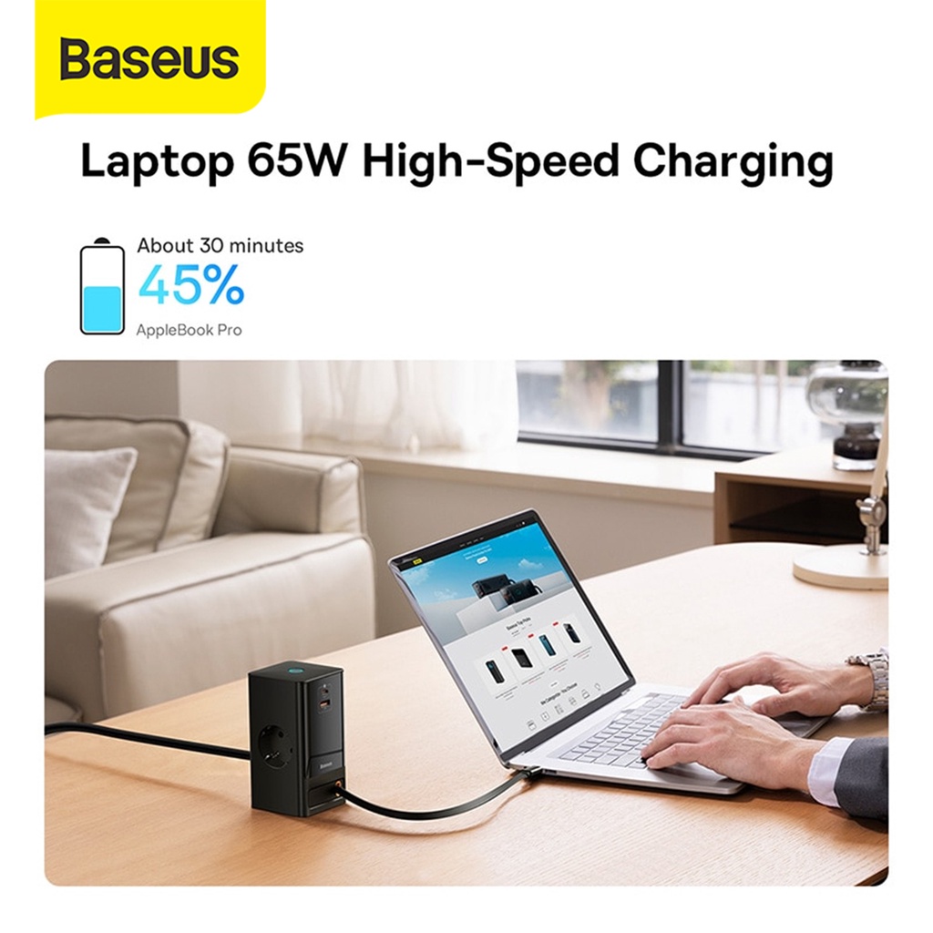 Baseus PowerCombo 65W Portable Power Station Dekstop Charger Adaptor Fast Charging