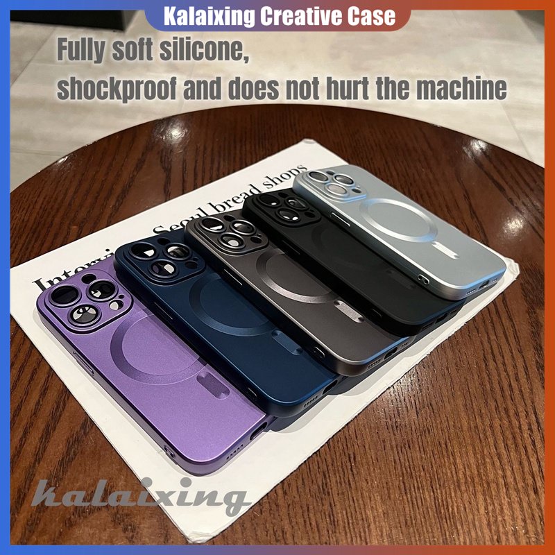 IPHONE Soft Case Warna Solid Untuk Iphone13 14 Pro Max 14 Pro 13 Pro Atraksi Magnetik Penutup Belakang Dengan Film Perlindungan Lensa