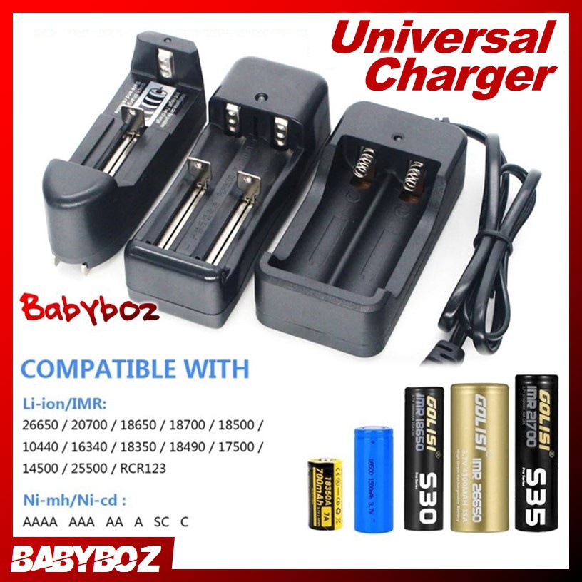BBM UNIVERSAL CHARGER MULTIFUNGSI LI-ION BATTERY baterai batre 18650 26650 14500 16340 1 2 slot