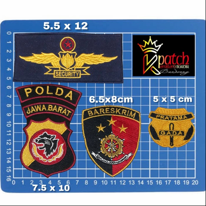BADGE BORDIR,PATCH BORDIR,EMBLEM BORDIR,LOGO KEPOLISIAN,LOGO BRIMOB,LOGO POLRI, LOGO POLDA