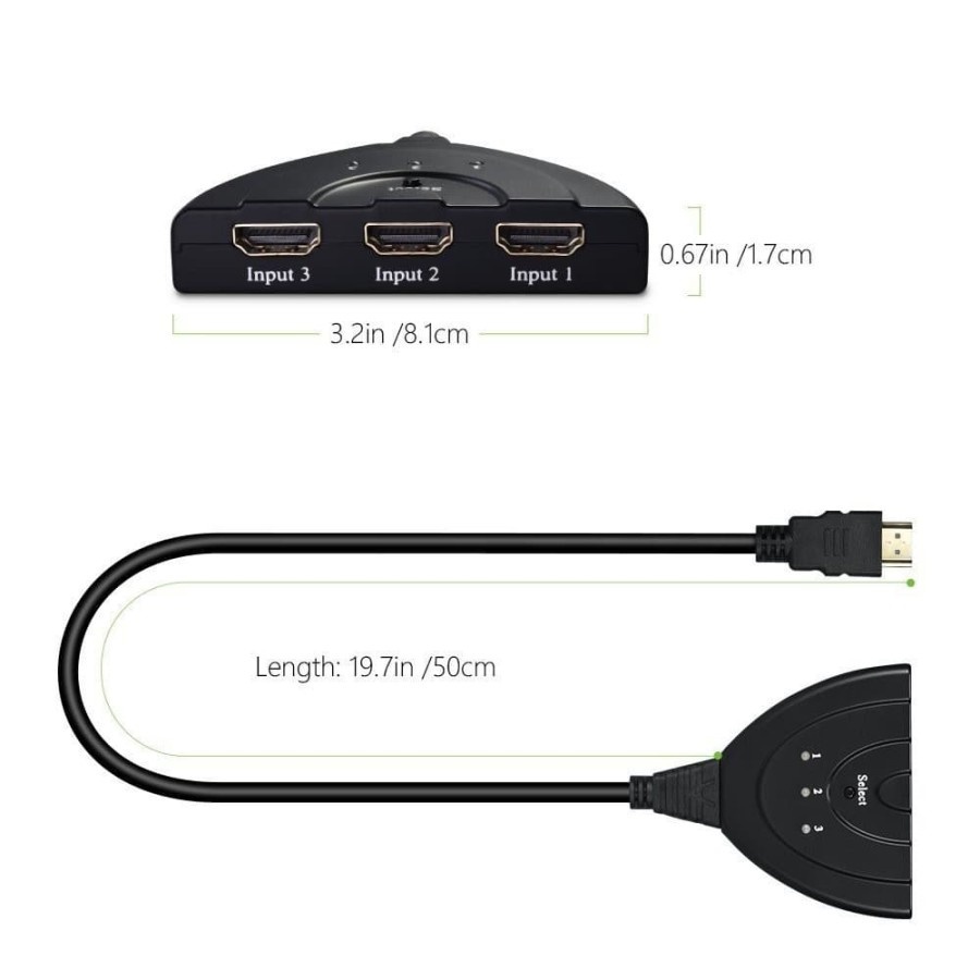 HDMI SWITCH 3 PORT 3 INPUT 1 OUTPUT / HDMI SWITCHER KABEL 3 PORT