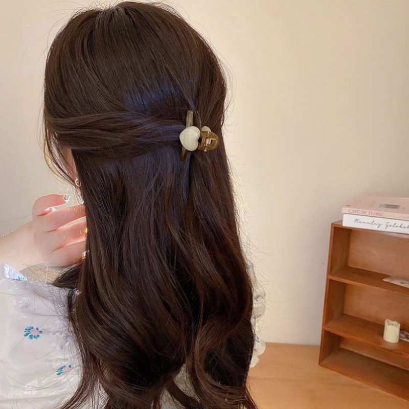 We Flower Trendi Mutiara Hati Kecil Akrilik Rambut Cakar Klip Untuk Wanita Perempuan Korea Permen Warna Mini Rambut Mengepang Klem Jepit Rambut Fashion Aksesoris Rambut