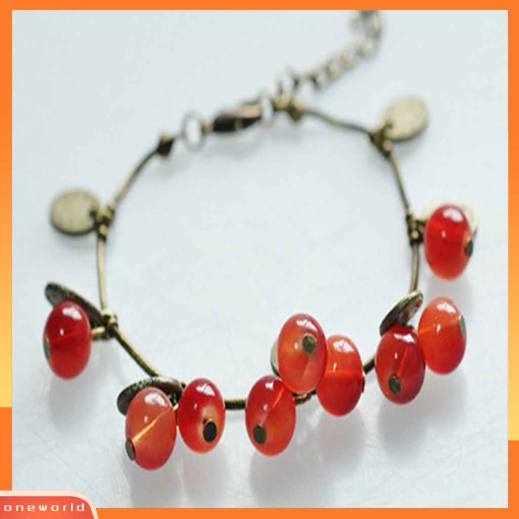 [EONE] Vintage Alloy Gelang Artistik Manis Cherry Decor Wanita Bracelet Untuk Kehidupan Sehari-Hari