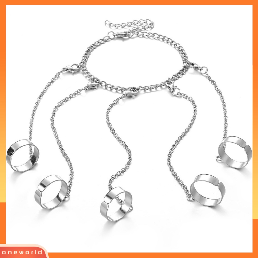 [EONE] Removable Multilayer Rantai Warna Silver Hand Harness Gelang Punk Geometris Pria Cincin Gelang Perhiasan Aksesoris