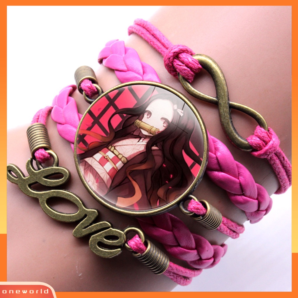 [EONE] Gelang Unisex Demon Slayer Multilayer Perhiasan Kartun Braided Bracelet Untuk Penggemar