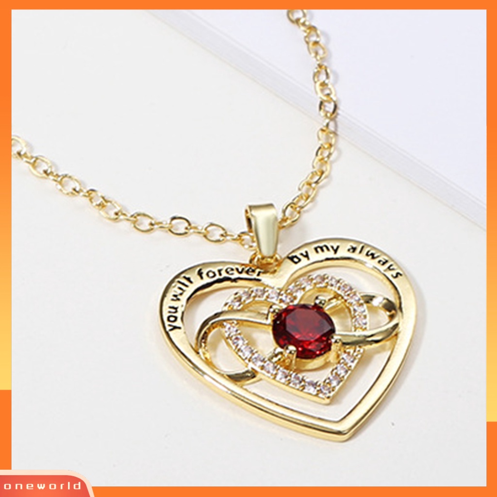 [EONE] Women Necklace You Will Forever by My Always Love Heart Pendant Hadiah Hari Ibu Berlian Imitasi Tertanam Ladies Necklace Fashion Jewelry