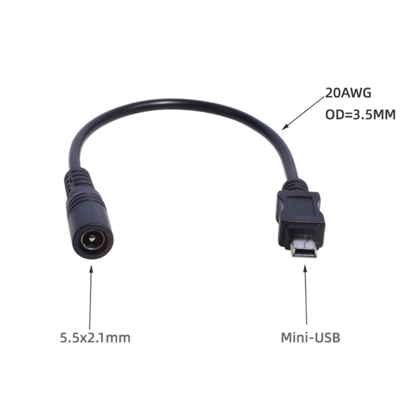 Cre DC 5.5x2.1 Female to Mini USB Male Kabel 5521jek Daya DC Power Conector- Adaptor 5.5x2.1 Mini USB Converter