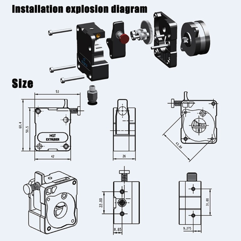 Btsg Dual Drive Extruder HGT- Extruder Untuk Ender3 Pro Ender3 V2 Ender-5-6 CR10 10S